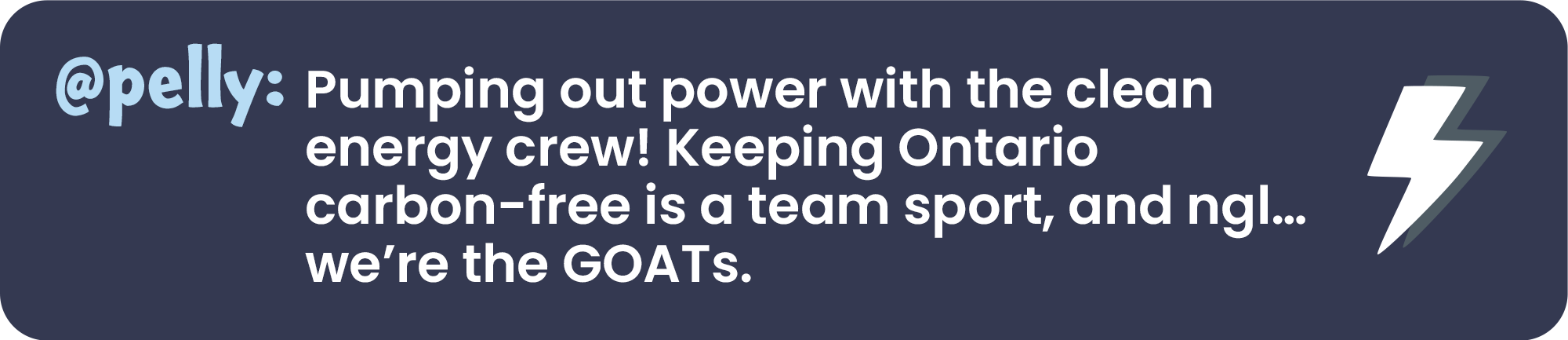 @pelly: Pumping out power with the clean energy crew! Keeping Ontario carbon-free is a team sport, and ngl... we're the GOATs.